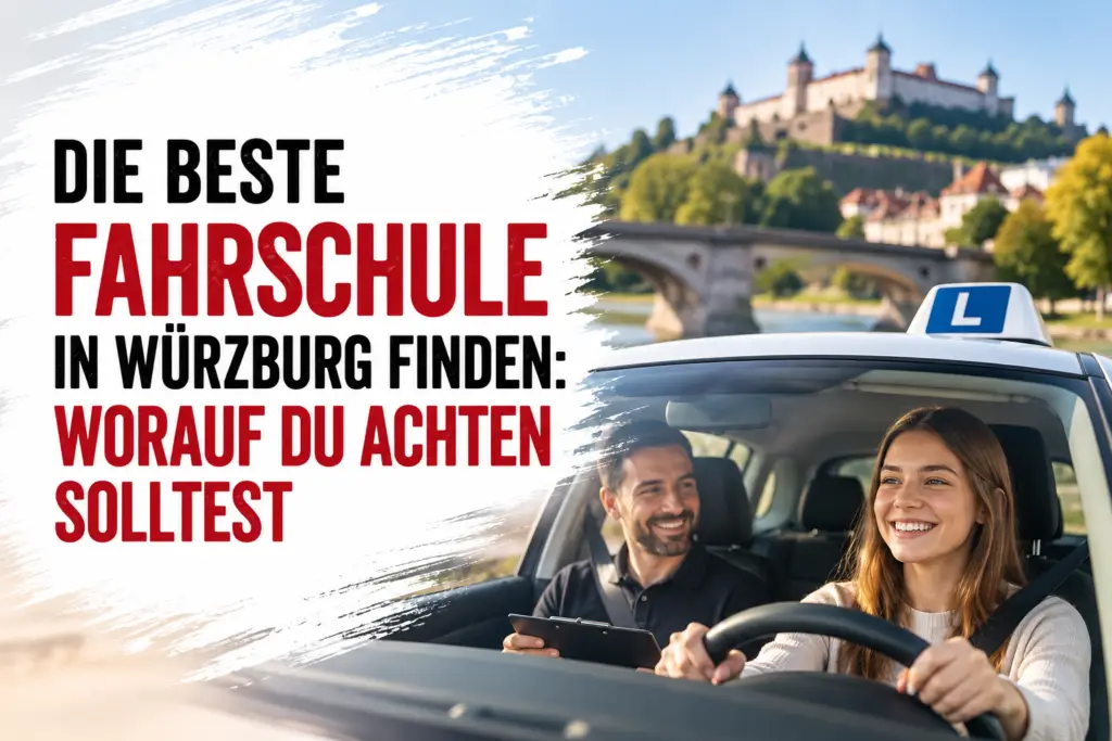 Fahrschule in Würzburg. Mit der Festung im Hintergrund.